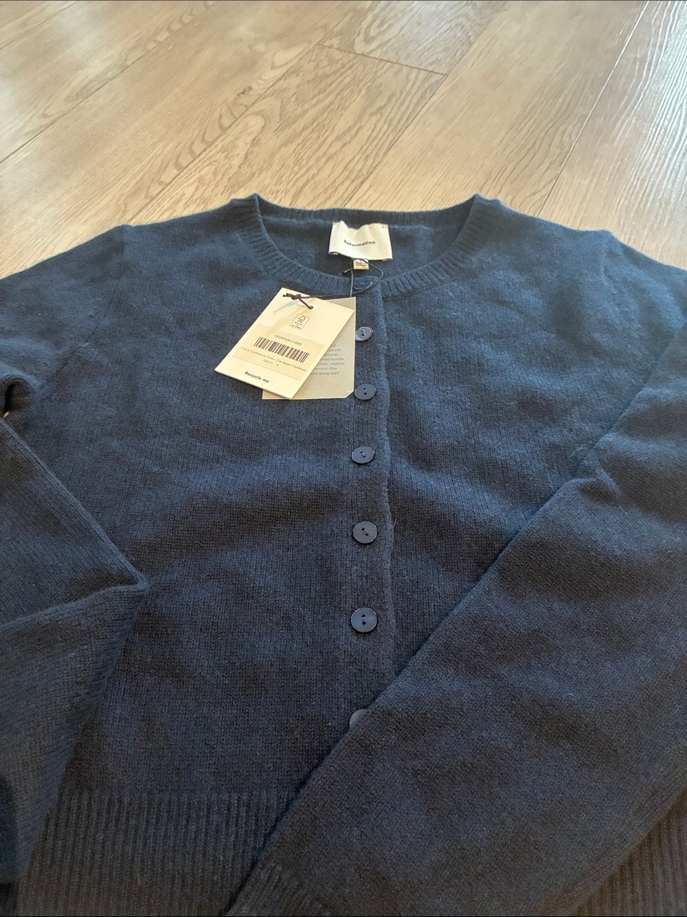 Brand New Reformation Clara Cashmere Crew Cardigan Navy